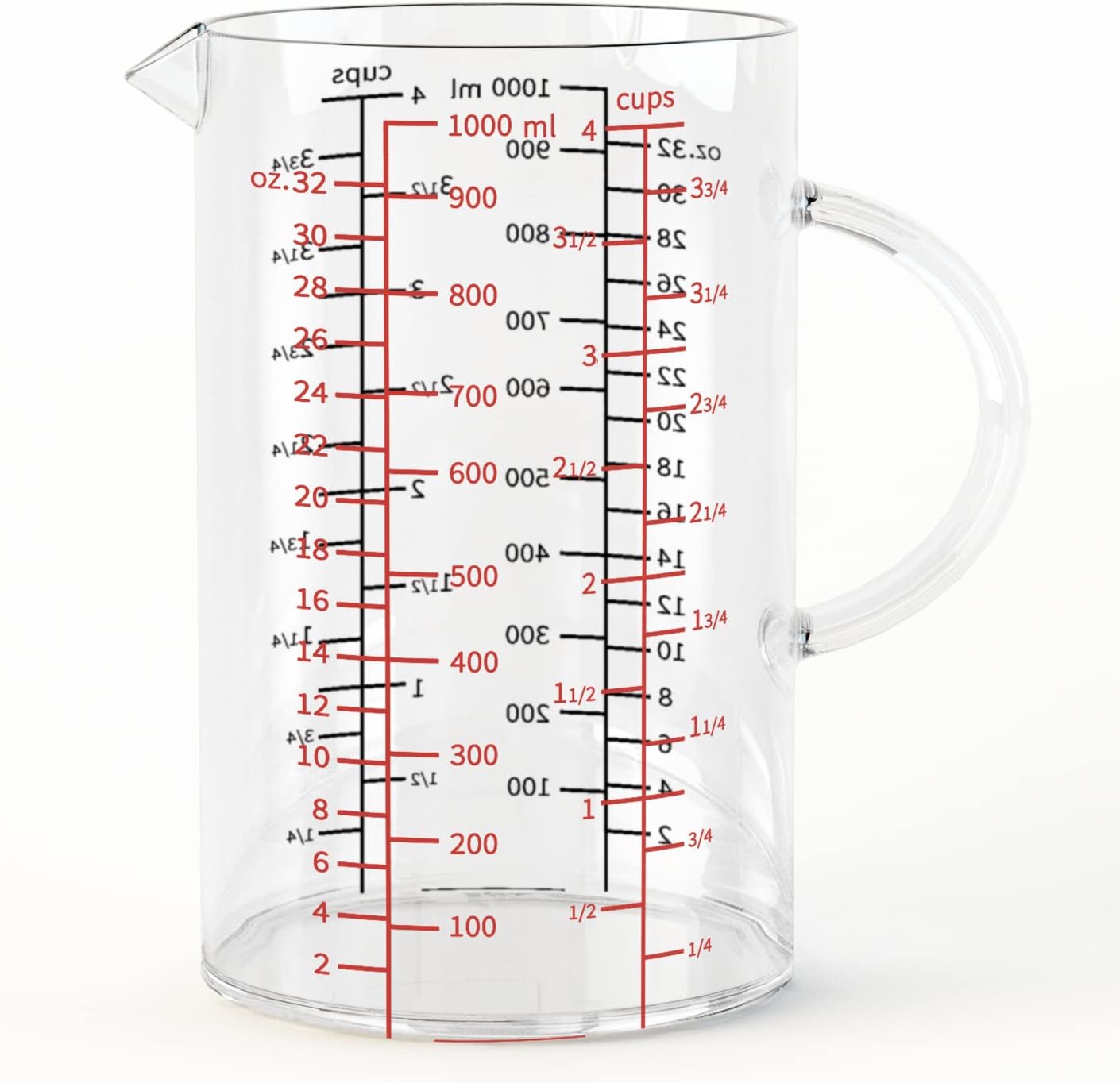 2 Cup Glass Measuring Cup, [Insulated handle, V-Shaped Spout], High Borosilicate Glass Measuring Cup for Kitchen or Restaurant, Easy To Read, 500 ML (0.5 Liter, 2 Cup)