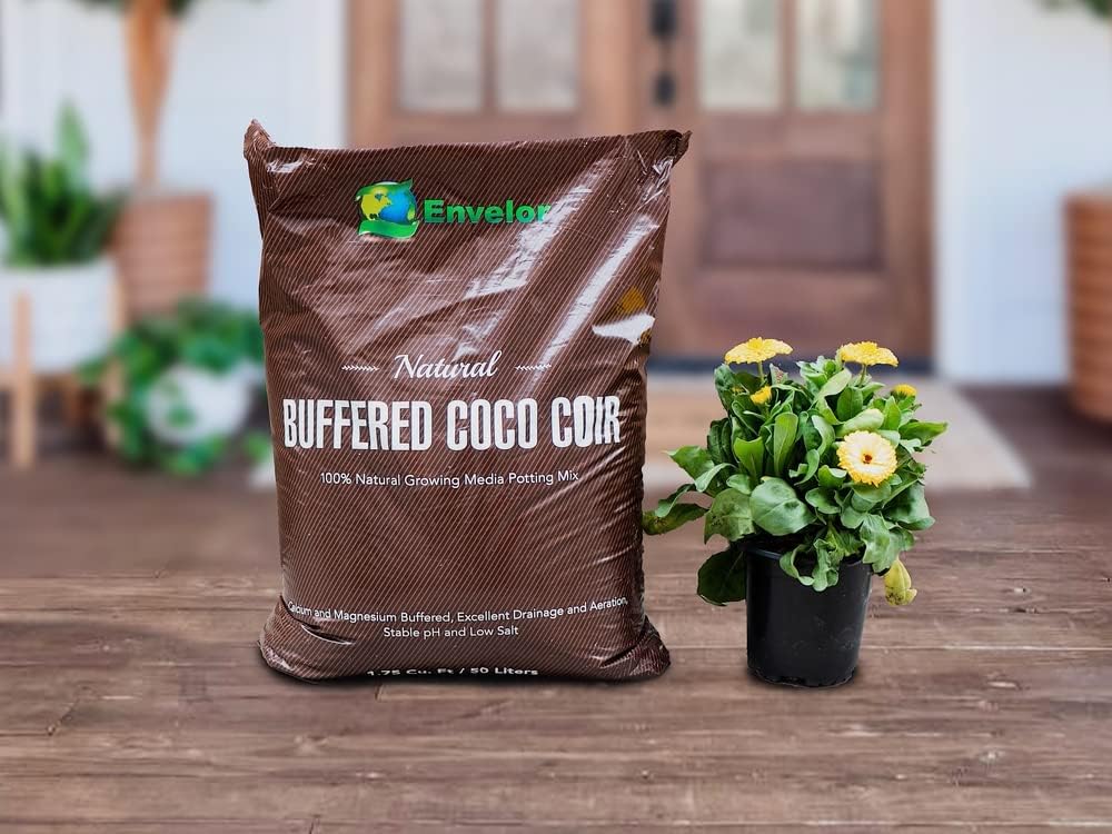 Envelor Organic Coco Coir Brick 10 Lbs. Coir Block Coconut Fiber Growing Medium Potting Soil Mix Coco Peat Media Coir Pith Indoor Outdoor Planters Vegetable Garden Beds