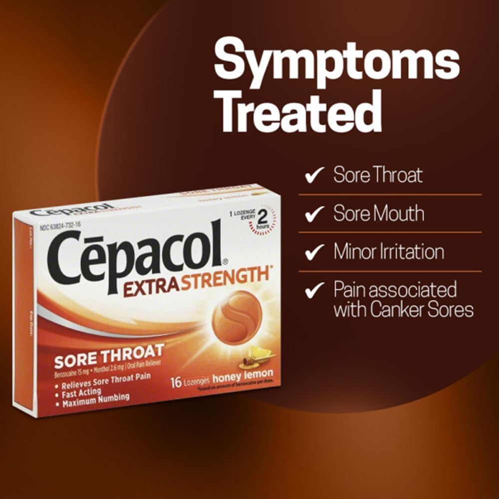 Cepacol Extra Strength Sore Throat & Cough Relief Lozenges, 16 Count, Mixed Berry Flavor, Maximum Numbing, Fast Acting Relieves Sore Throat Pain, and Quiets Cough (Pack of 4)