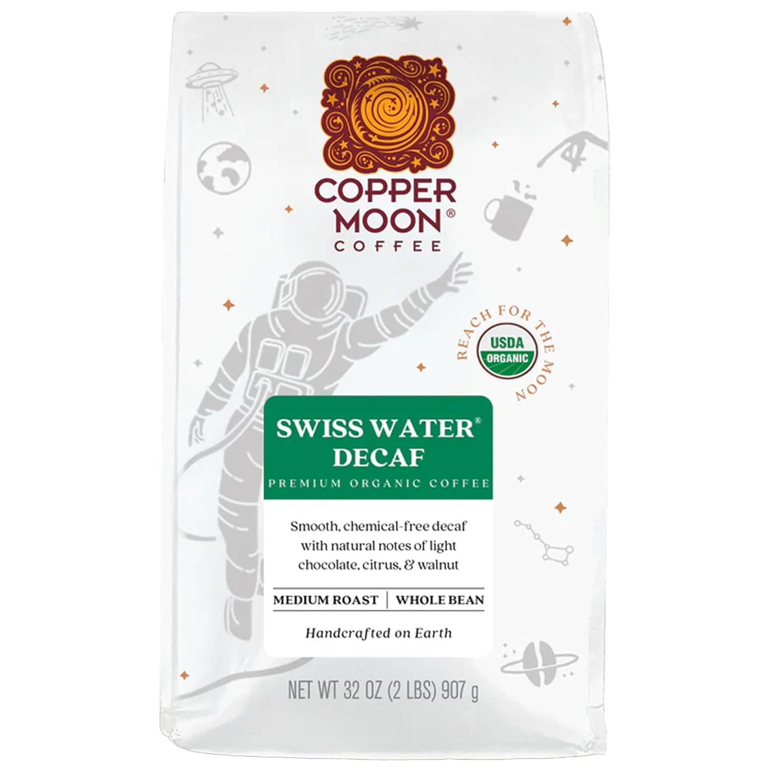 Copper Moon Whole Bean Coffee, Dark Roast, Sumatra, 2 lb | 2 Pound Bag, Vegan, Allergen Free, Non-GMO, Kosher, Vegetarian, Small Batch Roasted