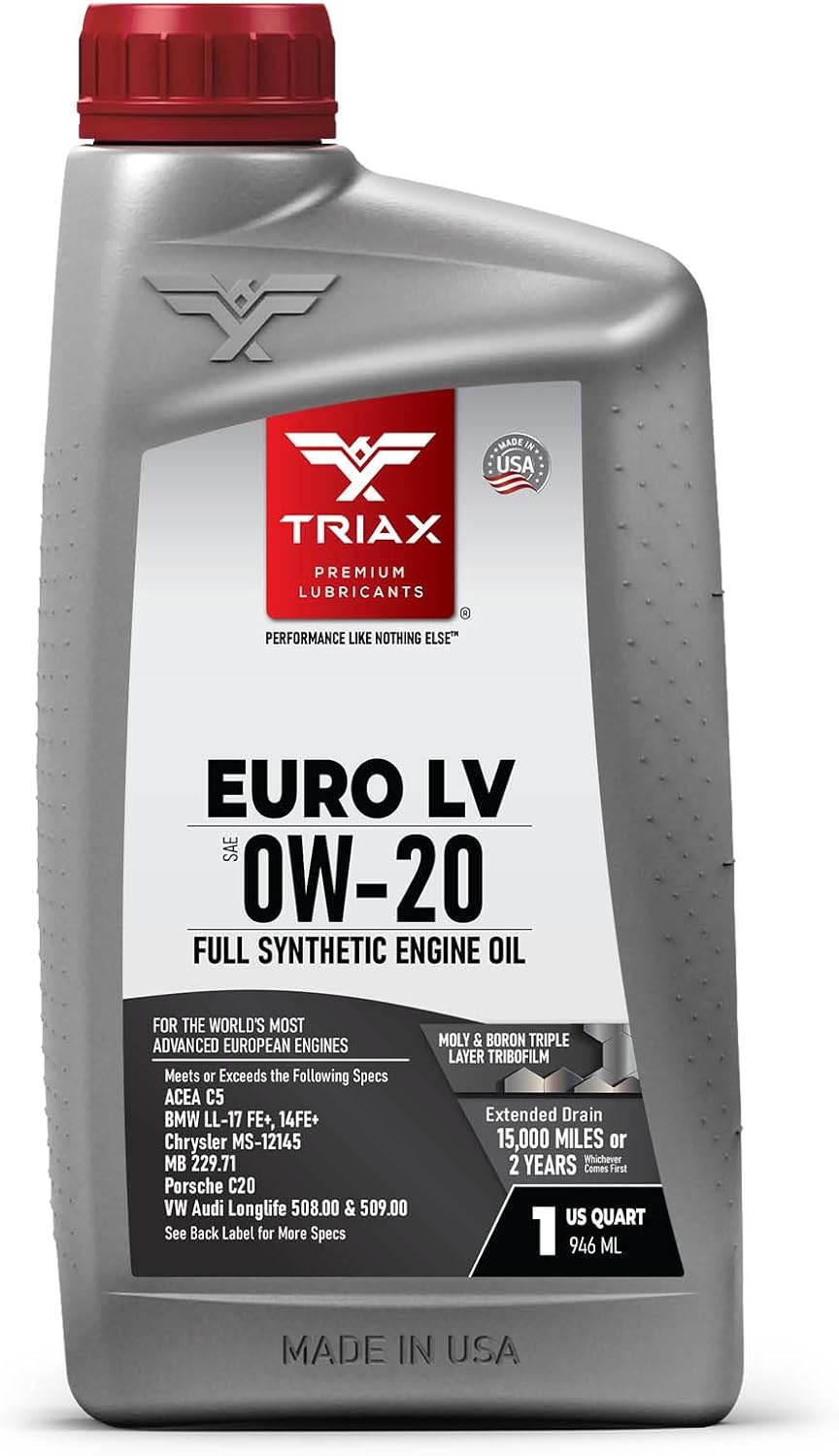 TRIAX Euro LV 0W-20 Full Synthetic European Car Engine Oil | 15K Miles | Compatible with BMW LL-12+, LL-17+, MB 229.71, VW 508.00/509.00 (1 Quart)