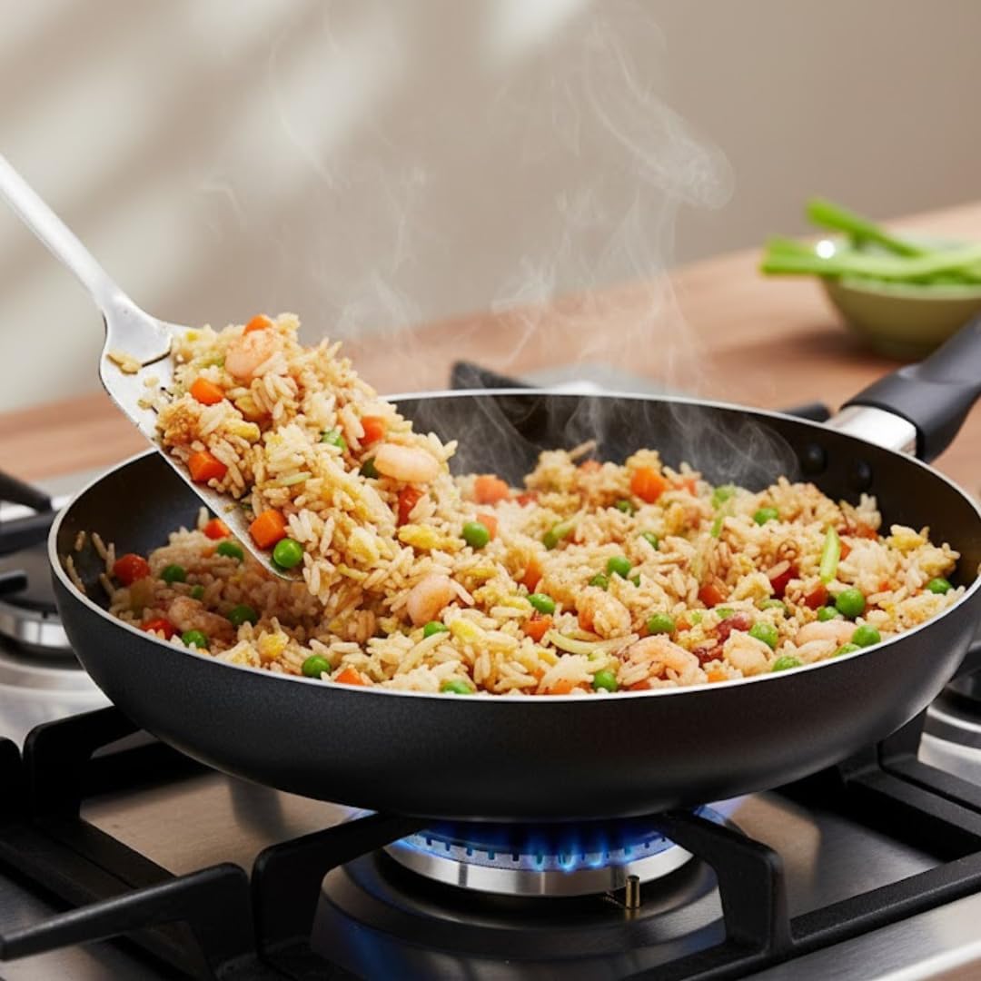 Alpine Cuisine Fry Pan 13-Inch Nonstick Coating Gray, Frying Pans Nonstick for Stove with Stay Cool & Comfortable Handle, Durable Nonstick Cookware, Ideal for Family