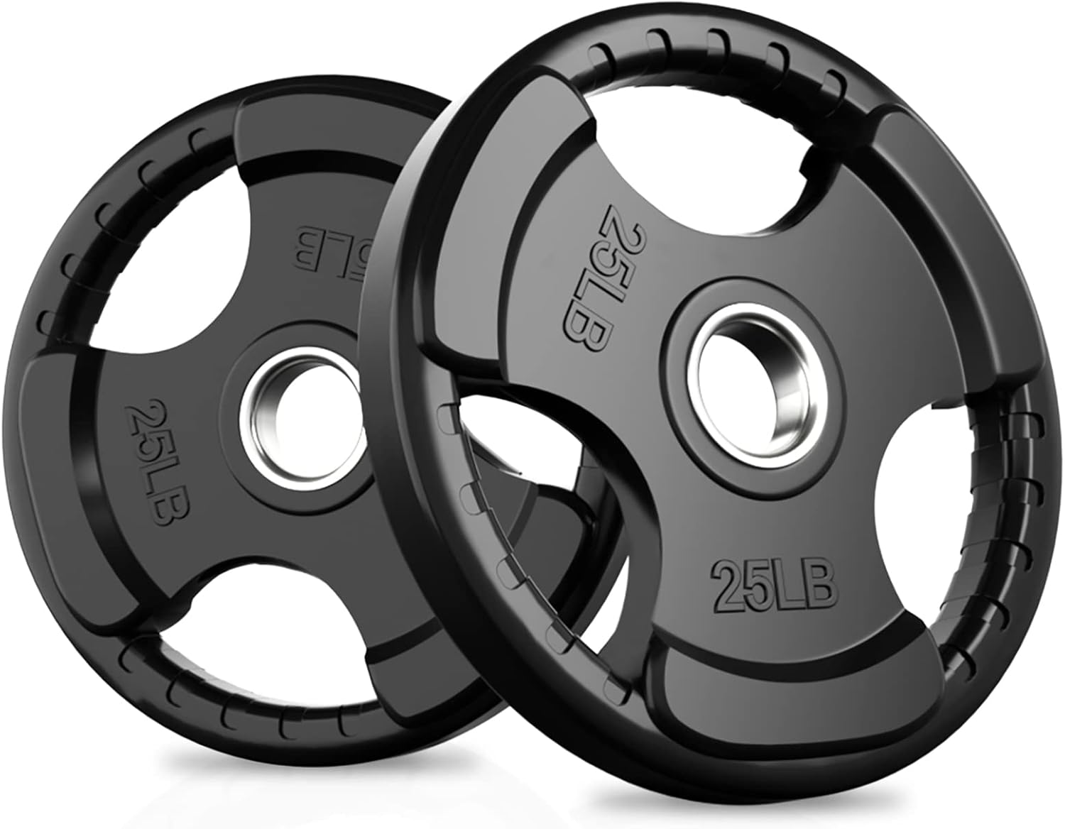 RitFit Olympic Rubber Grip Weight Plates, 2-Inch Barbell Set