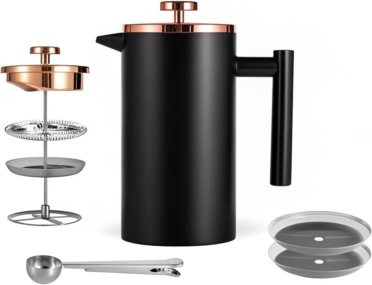 Black French Press Stainless Steel 34oz