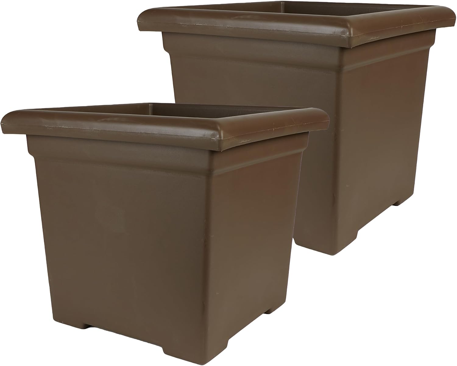 The HC Companies Accent Square Plant Pot w/Drainage - Classic Planters for Outdoor Plants & Indoor Plants - Lightweight & UV-Resistant Square Planter Box (15.5”, Sandstone, Pack of 1)