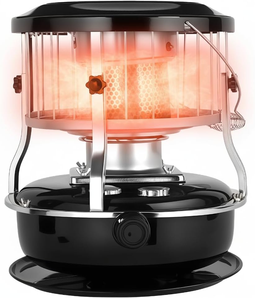 Indoor&Outdoor Kerosene Heaters, Portable Space Heater with 9000 BTU Heat Output, 4.5 L Fuel Capacity, Kerosene Stove for Cooking and Heating (Black)