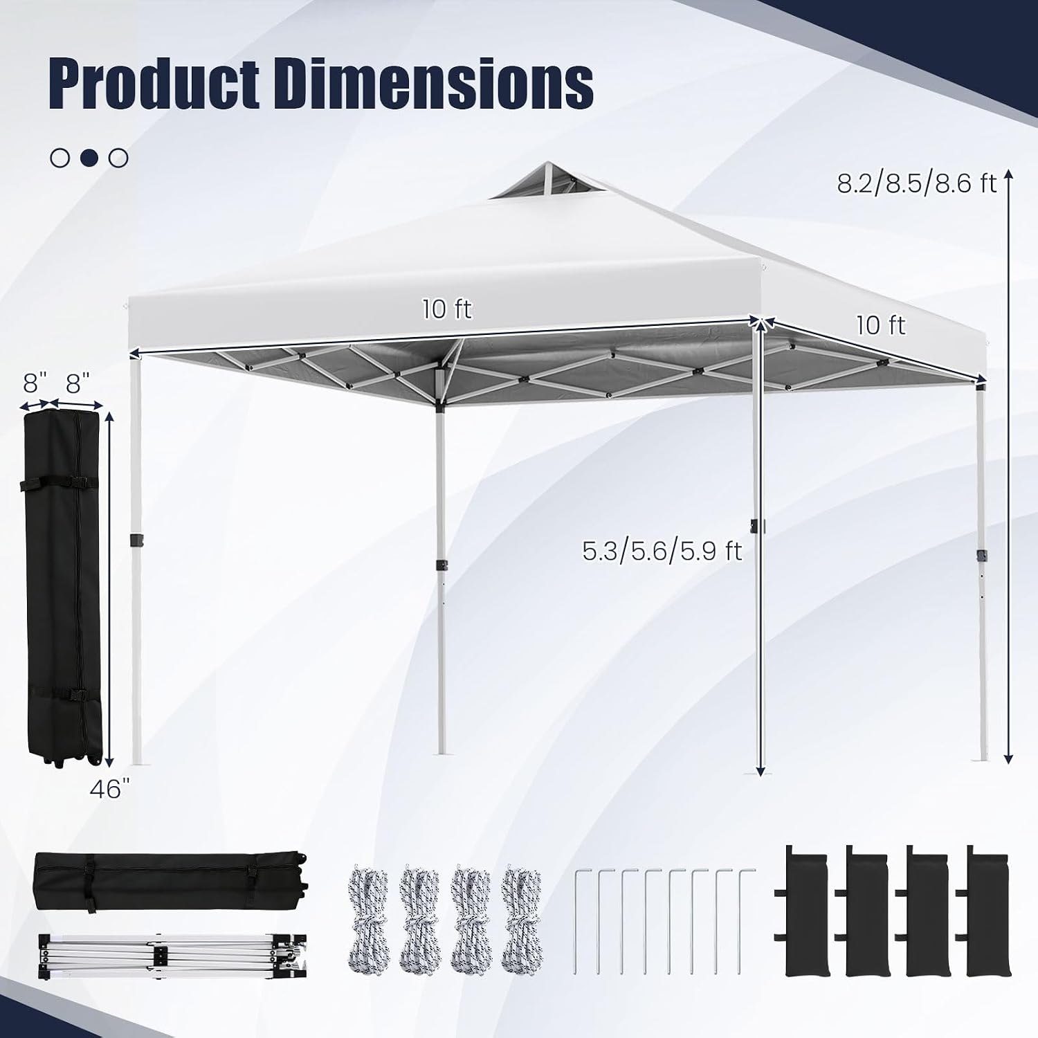 Tangkula 10 x10 Ft Pop Up Canopy with Center Lock, UPF 50+ One-Button Setup Outdoor Canopy Tent with Roller Bag, 4 Sand Bags, Heavy-Duty Steel Frame