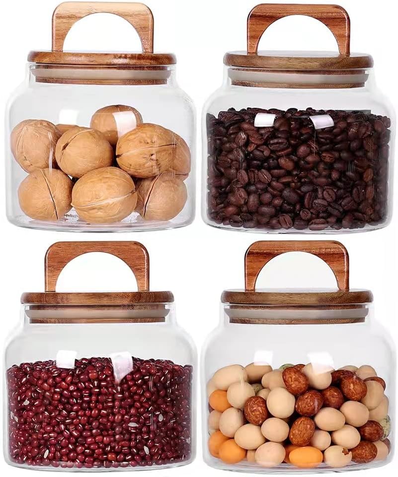 SAIOOL Egg Jar,kitchen canister， 1 Gallon Large Glass Food Storage Jars with Airtight Lid, Clear