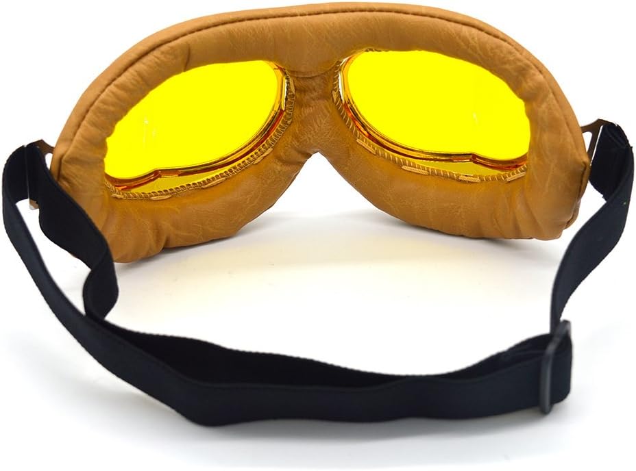 Motorcycle Goggles Anti Fog&Wind&Dust&Sand Aviator Pilot Motocross | Dirt Bike Atv Riding Goggles with Yellow Lens,Fit Over Glasses or Helmet