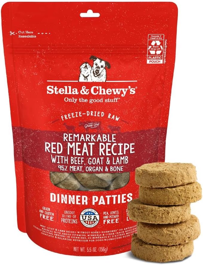 Stella & Chewy’s Freeze Dried Raw Dinner Patties – Grain Free Dog Food, Protein Rich Stella’s Super Beef Recipe – 5.5 oz