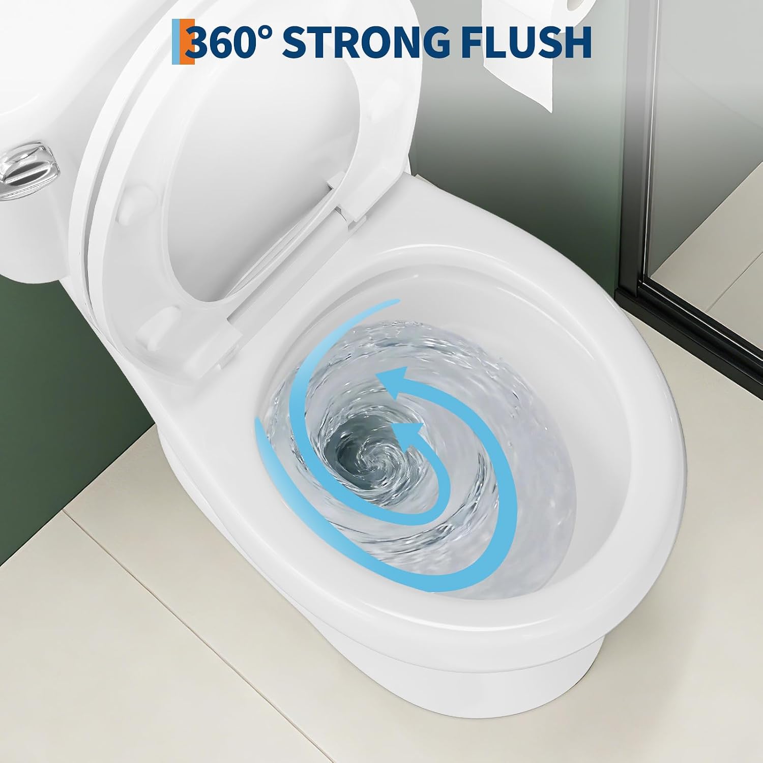 Two-Piece Toilets for Bathrooms, Comfort ADA Toilet with 19" Height, Elongated with Soft Close Seat, Power Flush 1.28 GPF