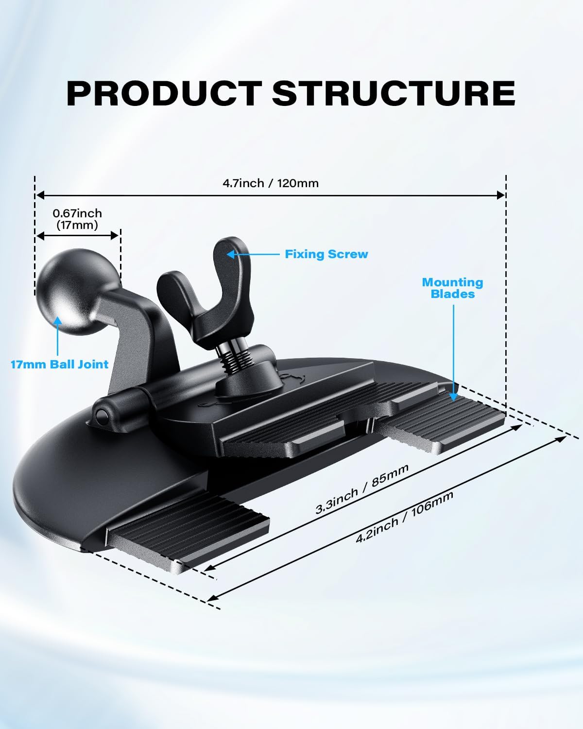 APPS2Car CD Slot GPS Mount for Car, Compatible with 17mm Ball GPS Devices | Replacement GPS Car Mount with Screw-Lock CD Slot Base