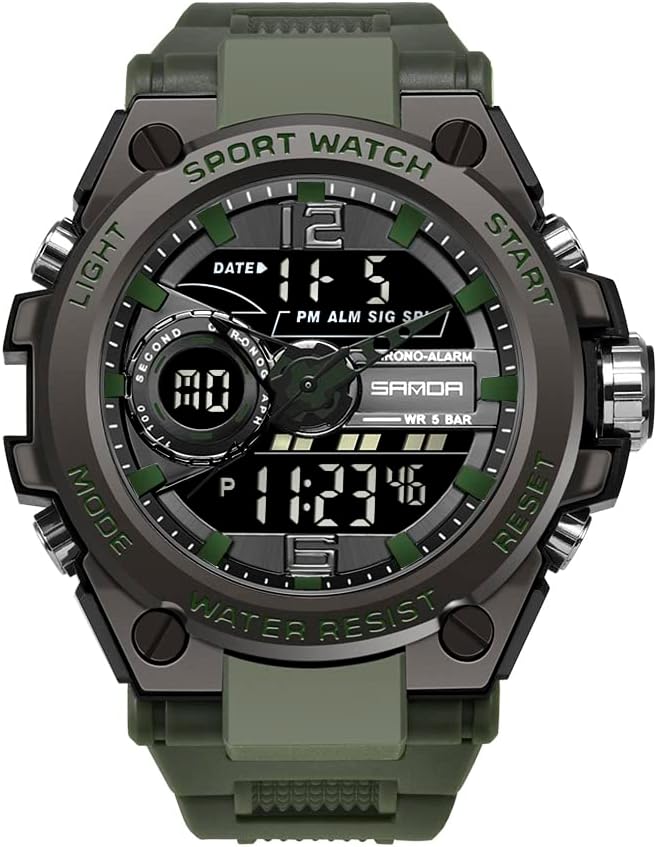 KXAITO Men's Watches Sports Outdoor Waterproof Military Watch Date Multi Function Tactics LED Alarm Stopwatch