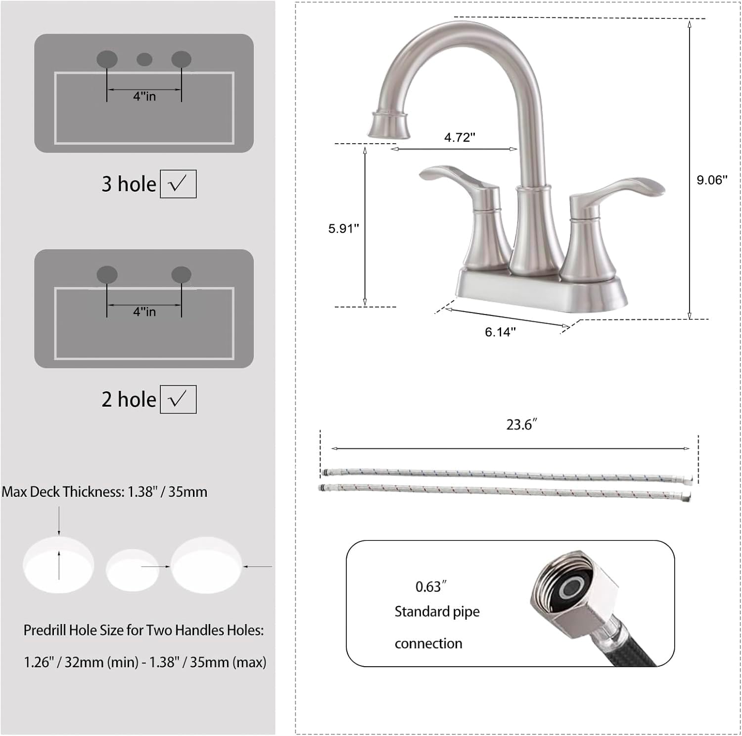 Bathroom Faucet,4 Inch Centerset 2 Handle High-Arc,Oil Rubbed Bronze