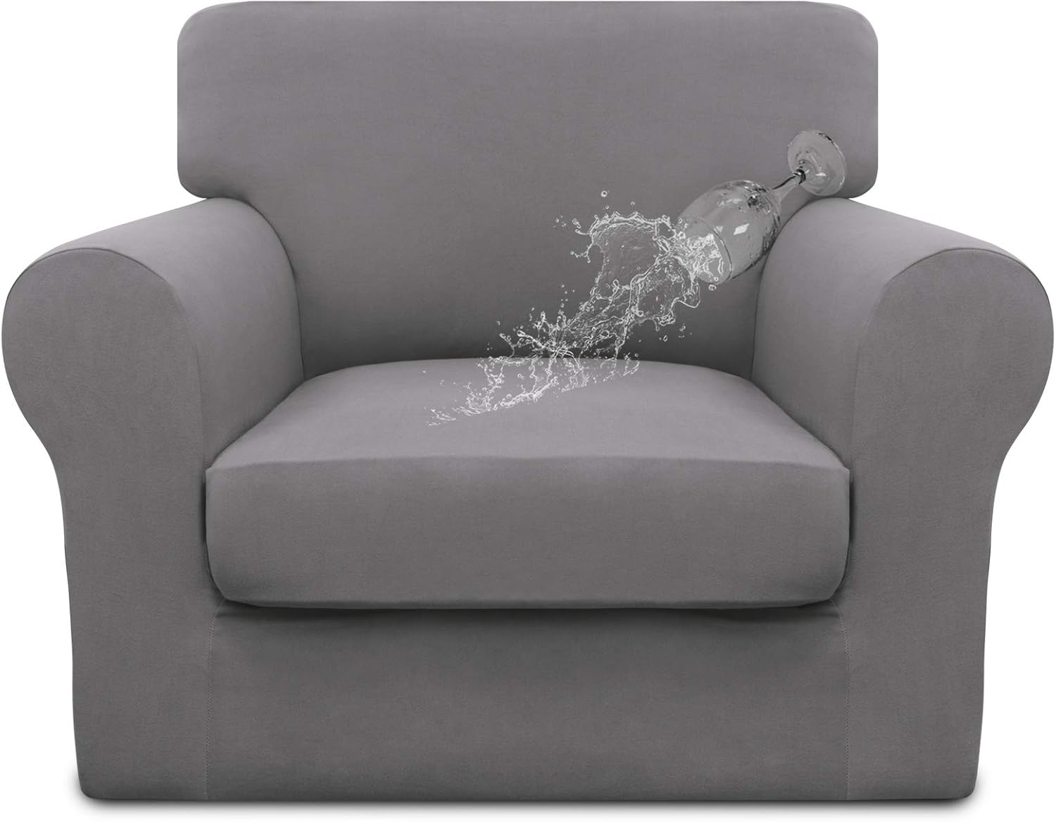 Easy-Going 4 Pieces Waterproof Recliner Chair Slipcover Washable | Stretch Soft Couch Cover for Dogs, Sofa Slipcover for Recliner Couch Furniture Protector for Kids, Pets Dark Gray
