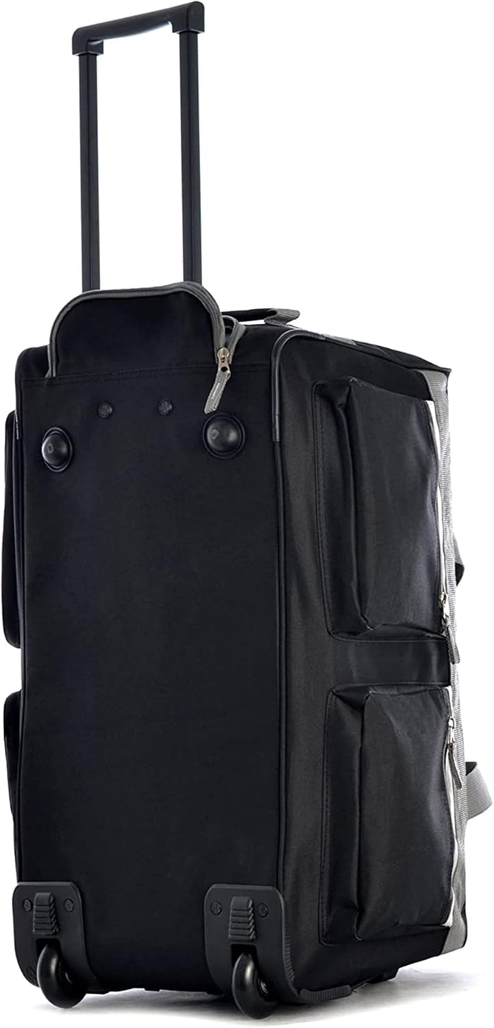 Olympia U.S.A. 33 inch Jumbo Size 8 Pockets Wheeled Rolling Duffel Bag Water Resistant Luggage Lightweight Travel Suitcase with Retractable Handle