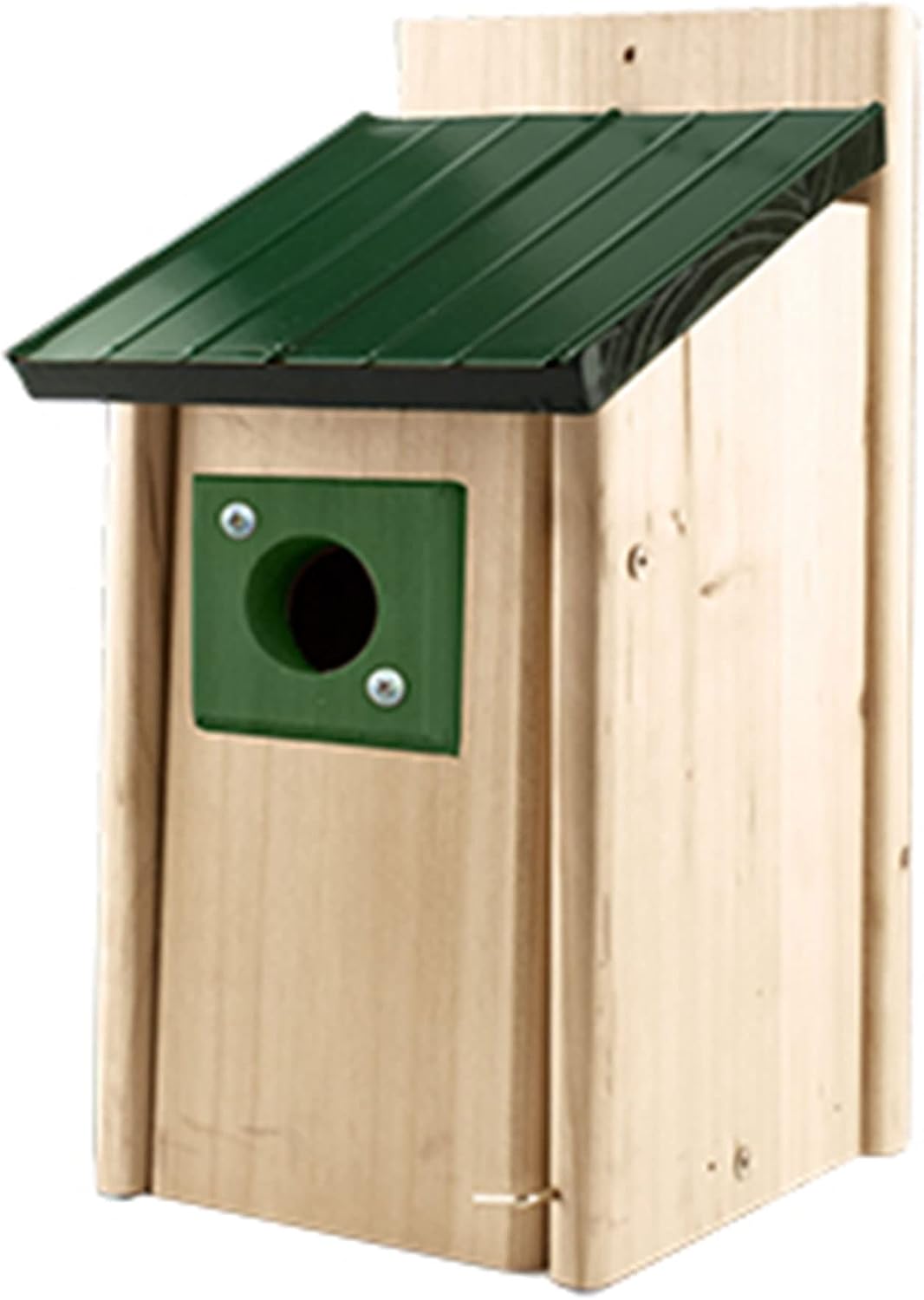 Woodlink Outdoor Bluebird Weather Resistant Natural Cedar Nesting Bird House Box with Predator Guard, Easy Open Latch, and Metal Roof