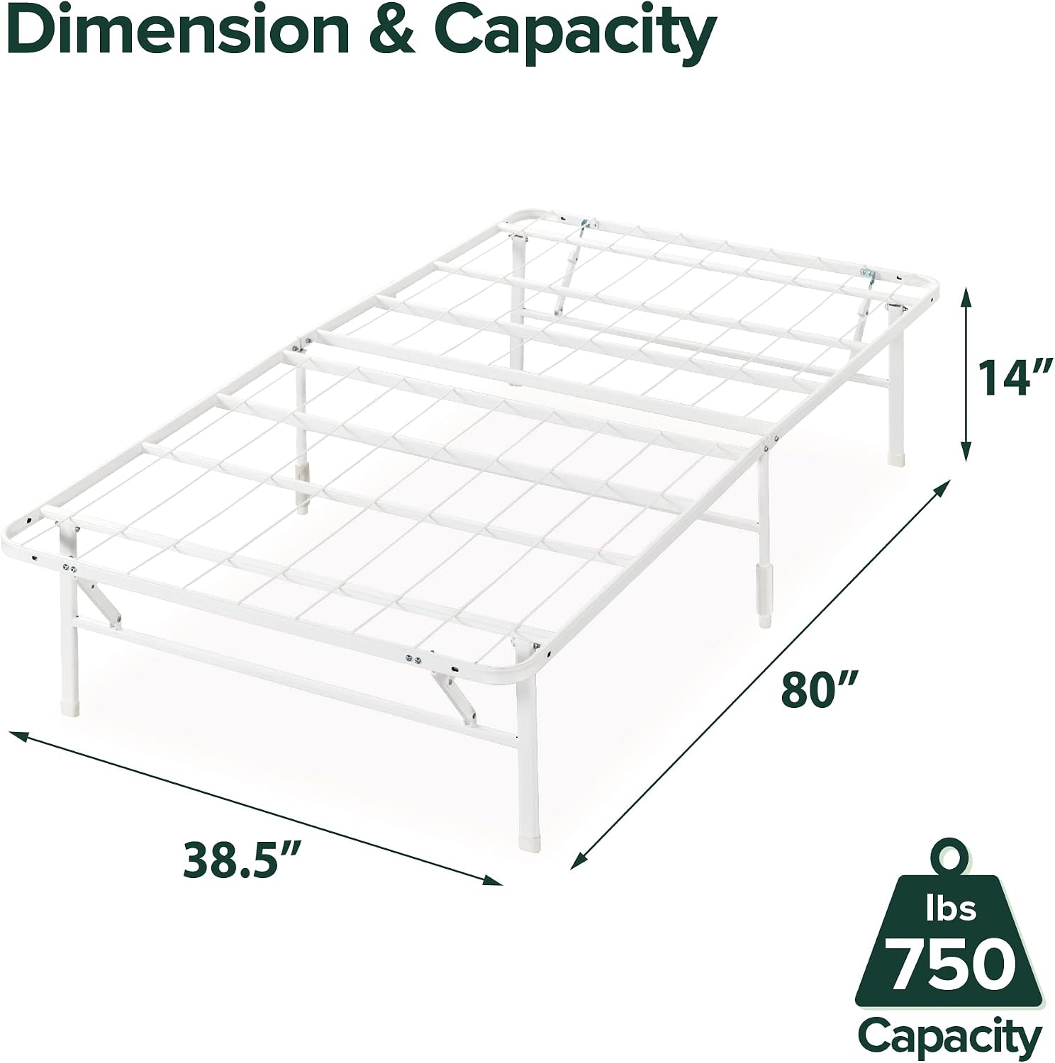 Zinus SmartBase Tool-Free Assembly Mattress Foundation, 14 Inch Metal Platform Bed Frame, No Box Spring Needed, Sturdy Steel Frame, Underbed Storage, Black, Queen