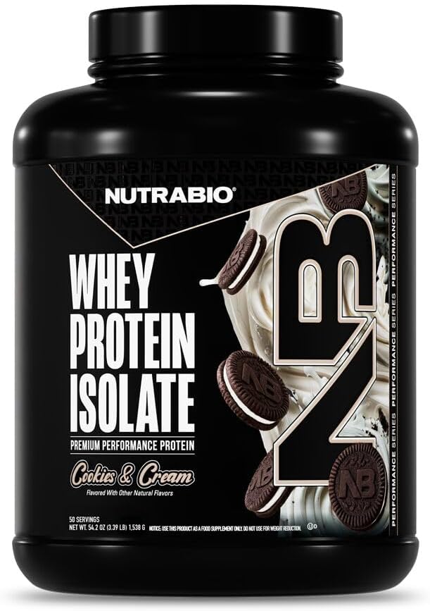 NutraBio 100% Whey Protein Isolate Protein Powder, 25g Protein with Complete Amino Acid Profile, Non-GMO, Soy & Gluten Free, Low Carb, Low Calorie Whey Protein Powder, Raw Unflavored, 20 Servings