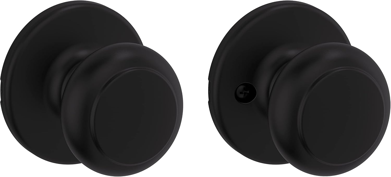Kwikset Cove Interior Privacy Door Knob with Lock, Door Handle For Bathroom and Bedroom, Satin Nickel Keyless Turn Lock Doorknob, with Microban Protection