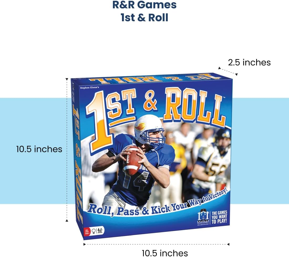 R&R Games 1st & Roll, Football Board Game for Adults and Kids, 2-4 Players, Ages 14+, Ideal for Family Night