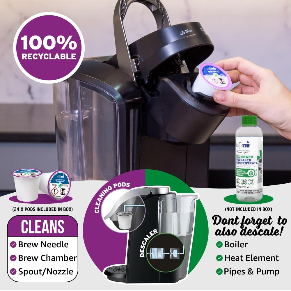 Caffenu Keurig Compatible Cleaning Rinse Pods, 8-Pod Cleaner Kit