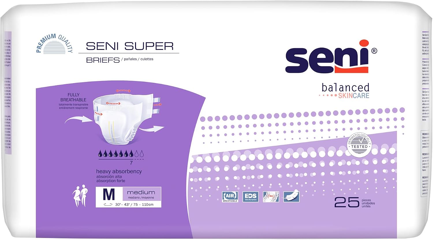 Seni Super Unisex Adult Incontinence Briefs with Tabs, 45-59 in, 75 ct | Breathable, Disposable Brief for Men & Women