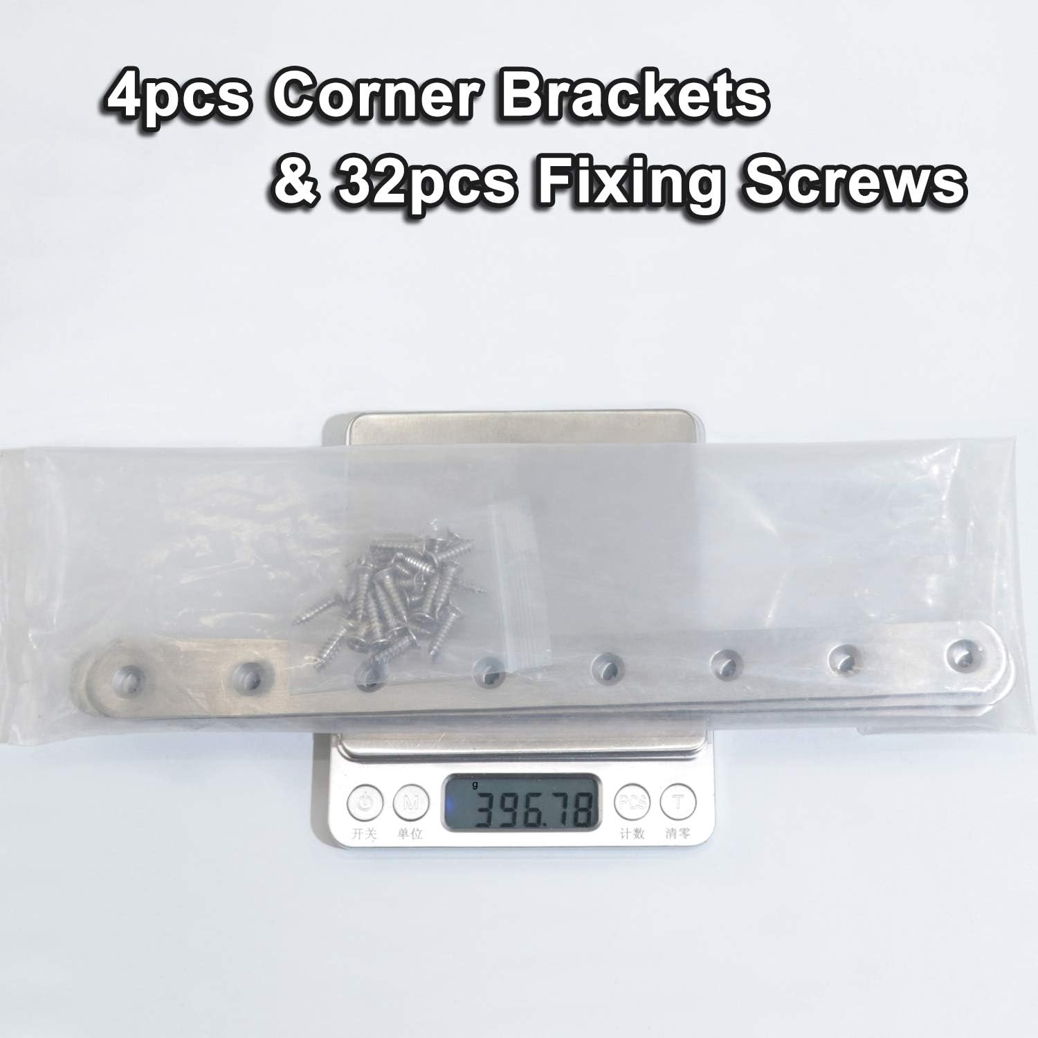 4 Pcs 9.7" Stainless Steel Flat Brackets, Mending Plates with 32PCS Screws