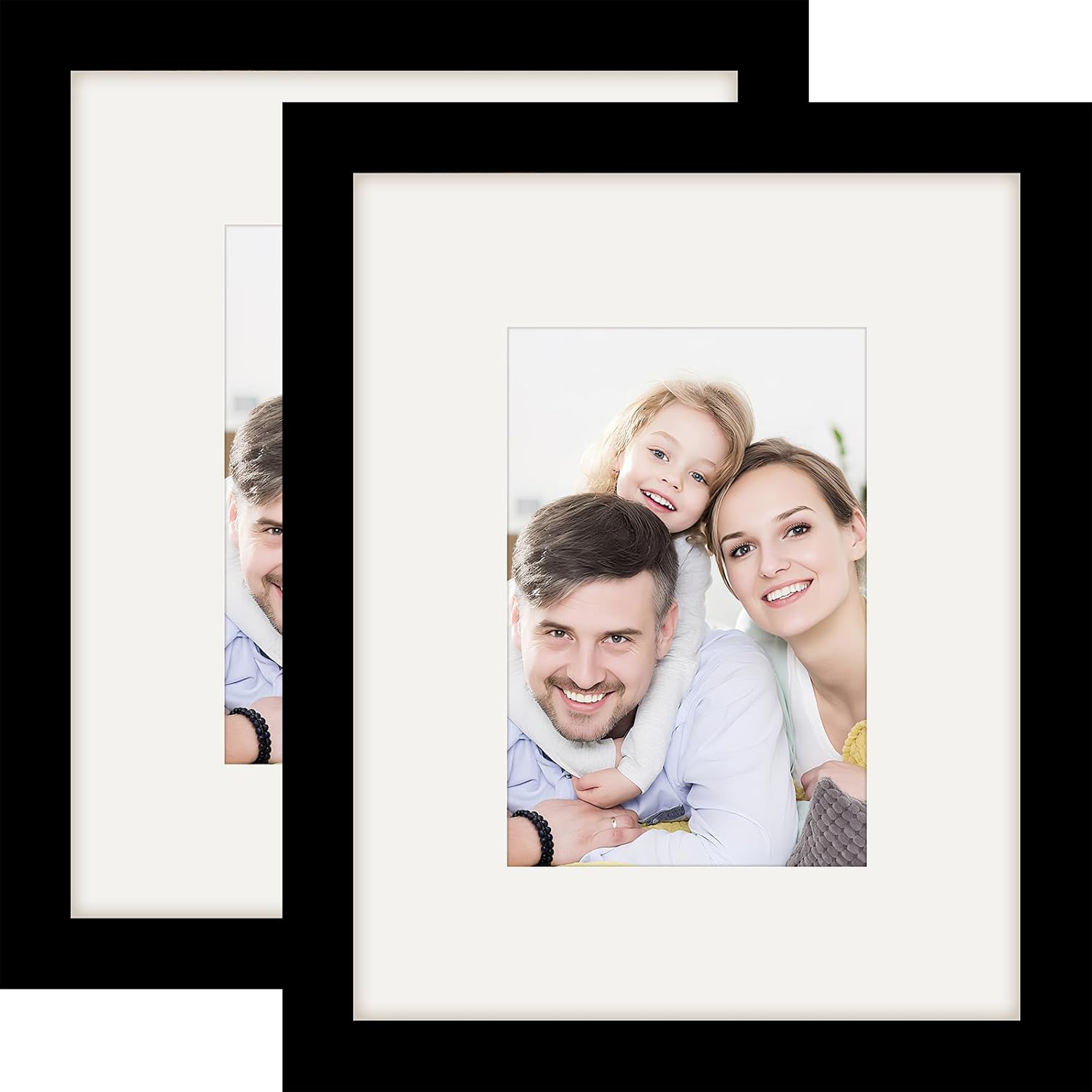 Picture Frames 8x8 2 Pack Made of Solid Wood Black for Wall Mounting and Tabletop Display