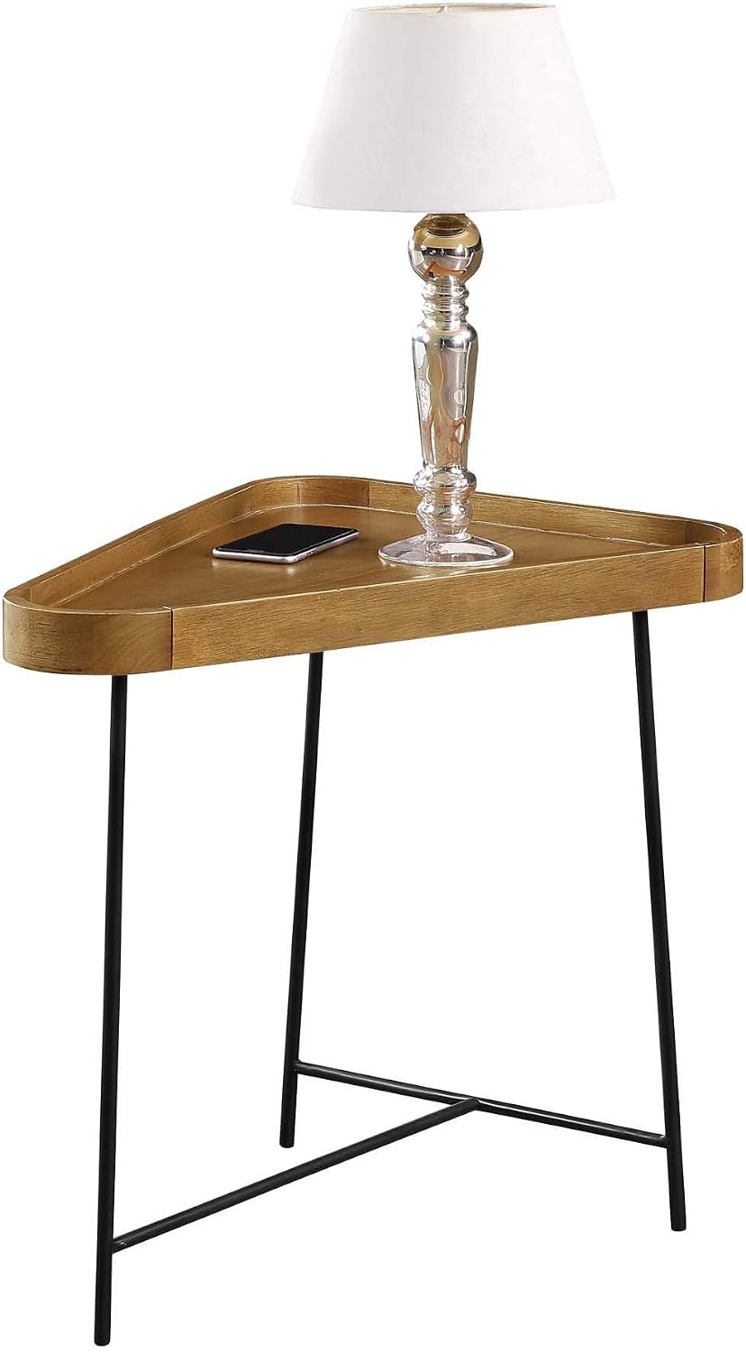 Convenience Concepts Lunar Triangle Wedge End Table 27" - Modern Side Table for Living Room Table with Iron Hairpin-Style Legs