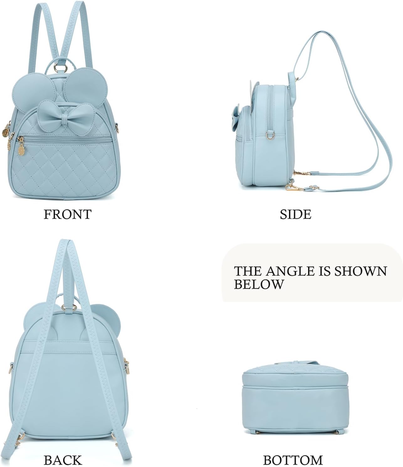 KL928 Girls Mini Backpack Bowknot Polka Dot Cute Small Daypacks Convertible Shoulder Bag Purse for Women