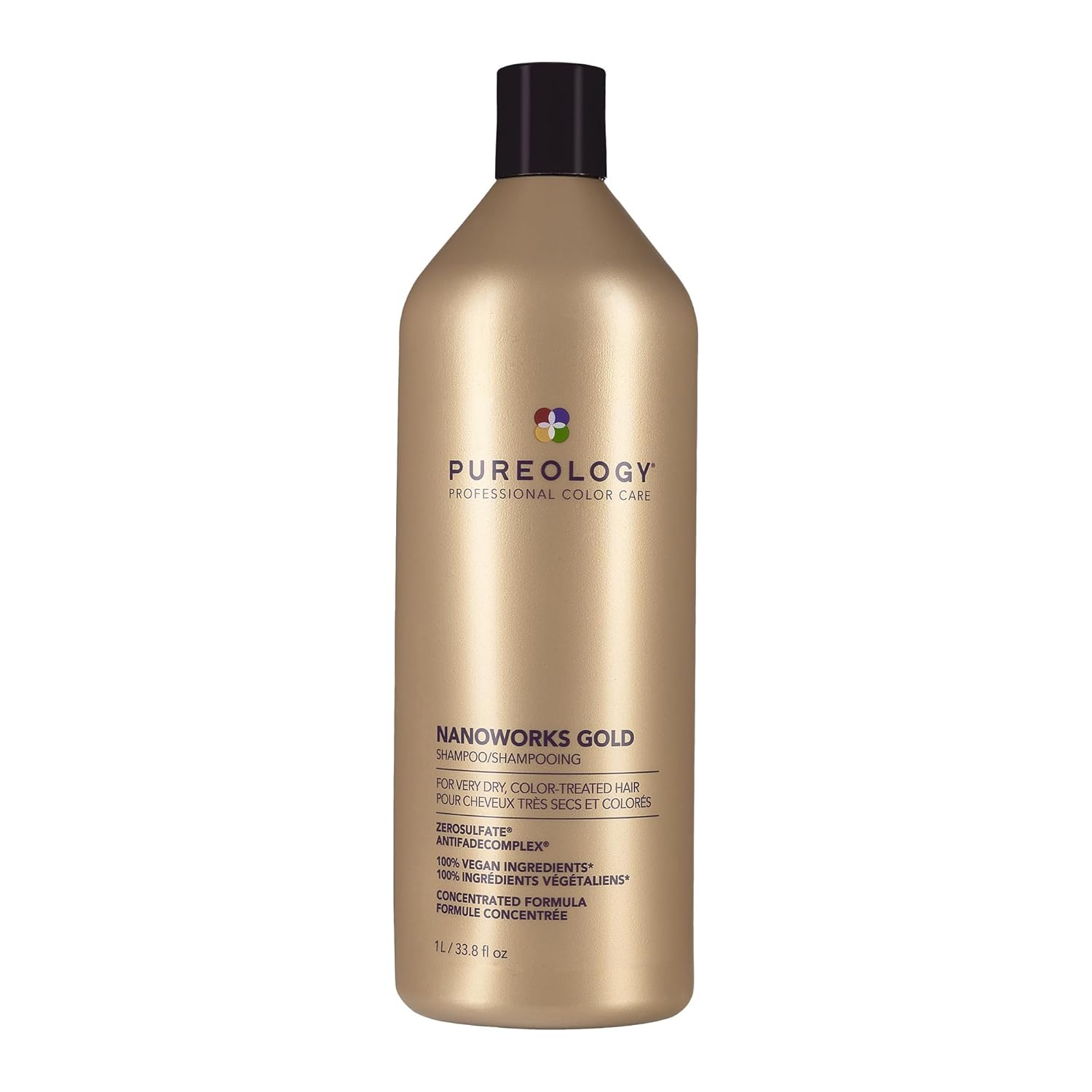 Pureology Nanoworks Gold Shampoo - For Very Dry and Color-Treated Hair, Renews Softness & Shine, Sulfate-Free & Vegan