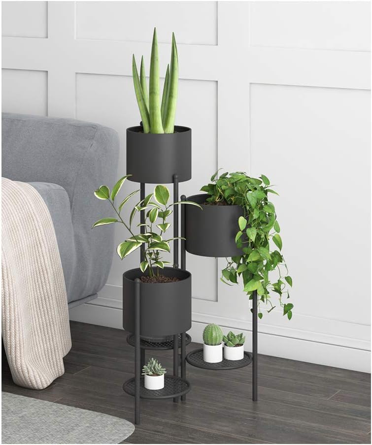 Metal Plant Stand, 6 Tier 6 Potted Indoor Gold Flower Pot Stand Holder Shelf, Foldable Decorative Display Rack for Multiple Potted Plants