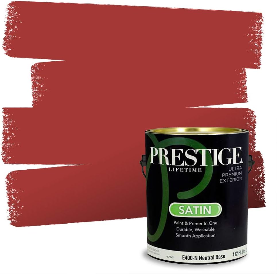 PRESTIGE Paints Exterior Paint and Primer In One, 1-Gallon, Satin, Comparable Match of Sherwin Williams* Grenadine*