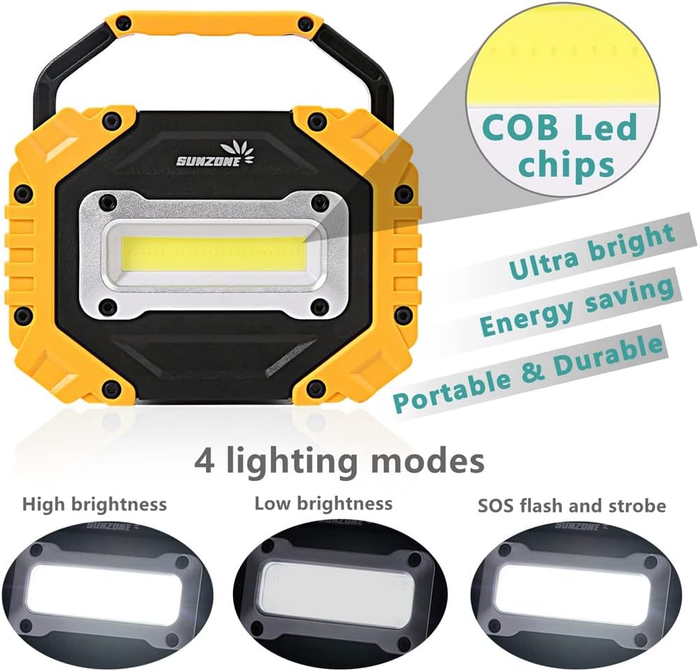 Sunzone LED Work Light, Rechargeable Work Lights with Magnetic Base, 2 Pack