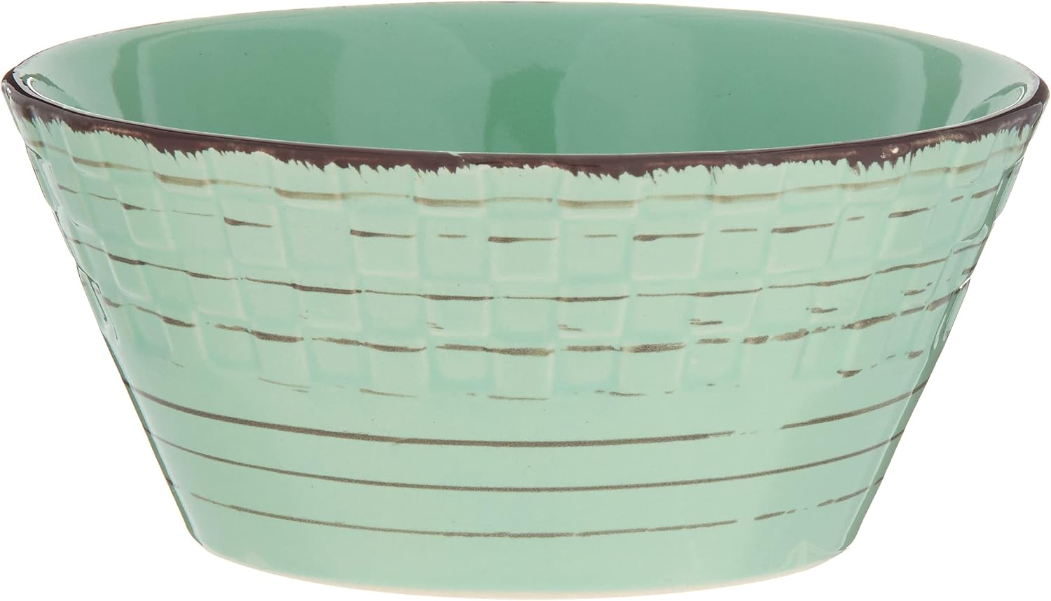 Lorren Home Trends Distressed Weave Dinnerware Set, Buttercup, 16 Piece | Service for 4