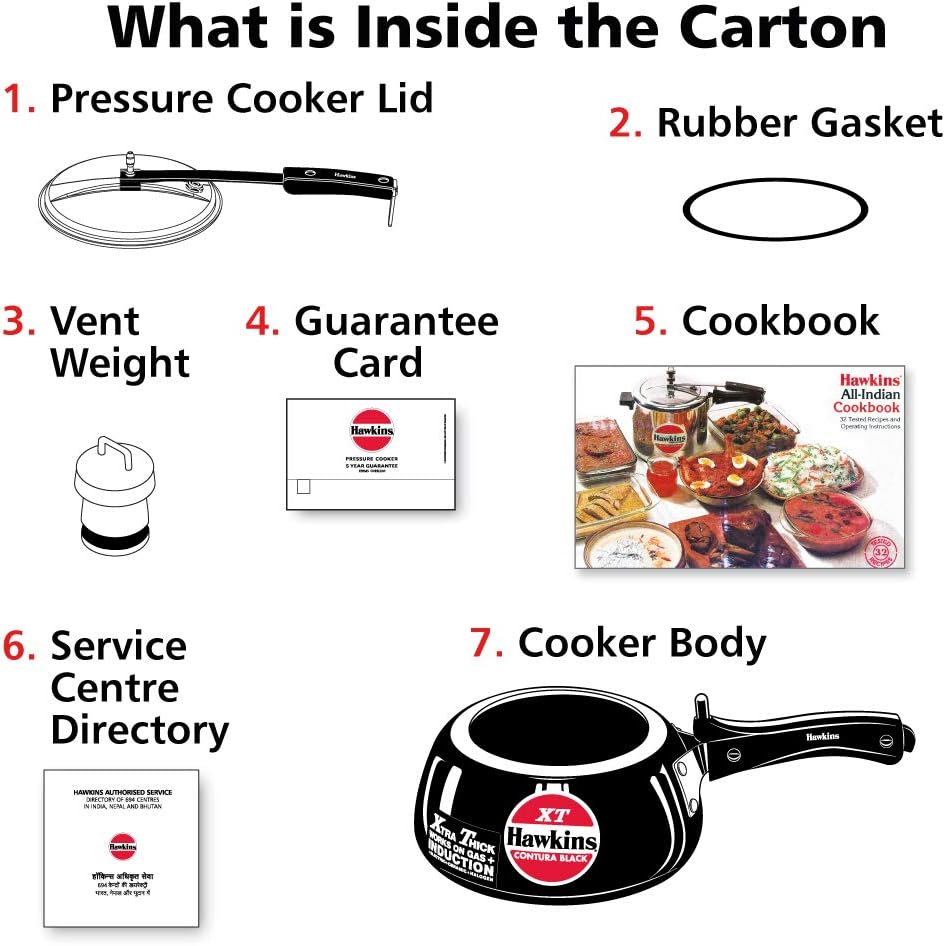 Hawkins Contura Black XT Pressure Cooker, Hard Anodised Inner Lid Cooker, Small Induction Cooker, Handi Cooker, Black CXT20 2 Litre