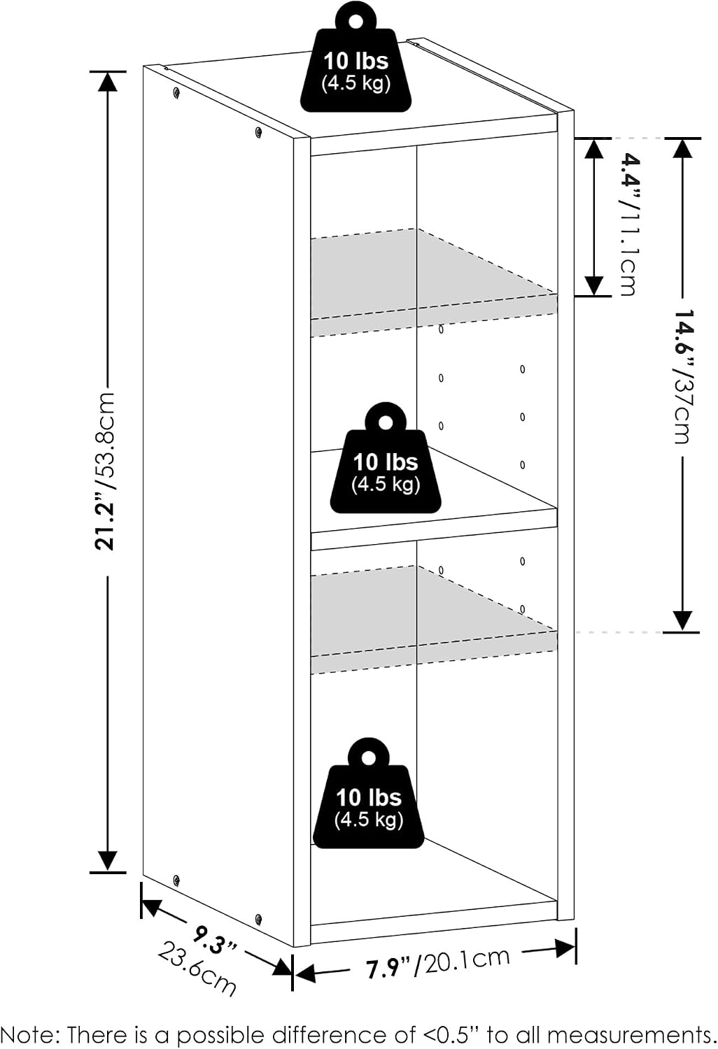 Furinno LUDER Book Shelf, 6-Tier Tall Modern Bookshelf, Bookcase with Open Shelves, 9.3 x 12 x 71, for Living Room, Bedroom, Home Office, White