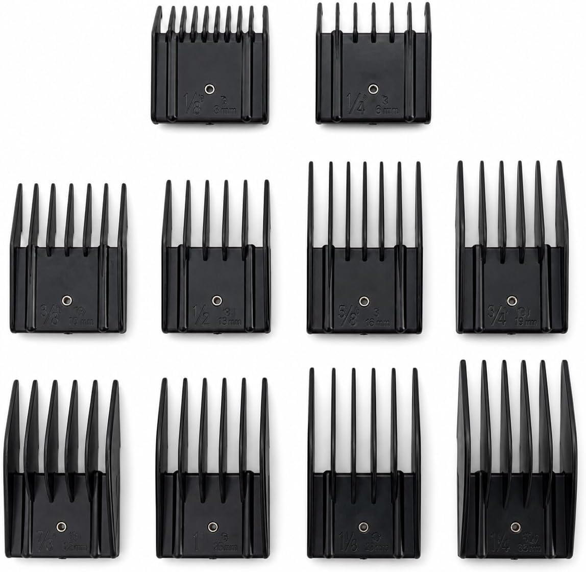 Miaco 10 Piece Universal Clipper Guide Comb Guard Set Compatible with Full Size Clippers Oster Classic 76, Oster A5, Andis AG, Andis BG, Wahl Senior