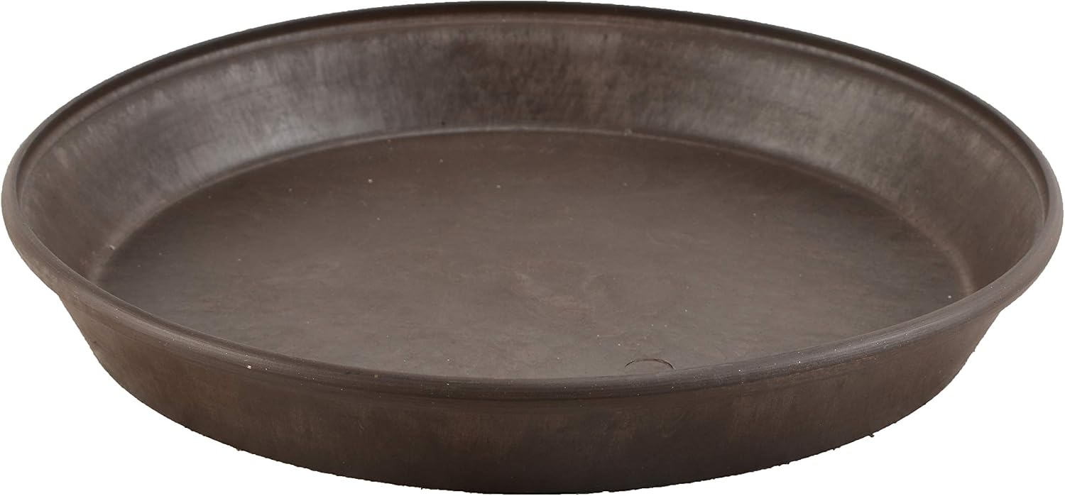 PSW Pot Collection AP25TC 10-inch Plastic/Stone/Wood Composite Plant Saucer Drip Tray – No Drainage Hole (Drillable), Indoor/Outer Water Tray, Terra Cotta Color