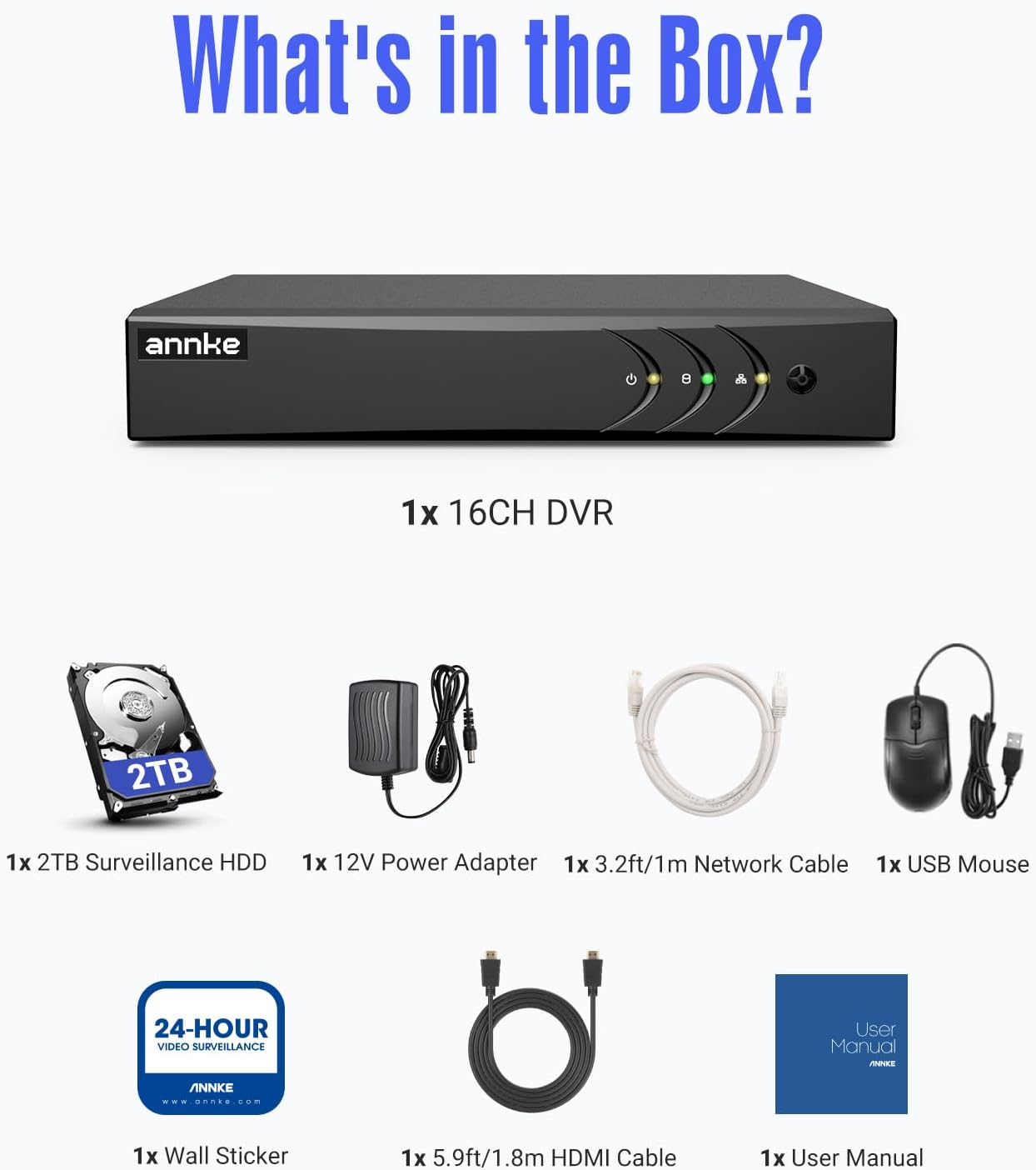 ANNKE 3K Lite 16CH Security Video Recorder, Human/Vehicle Detection,2TB HDD