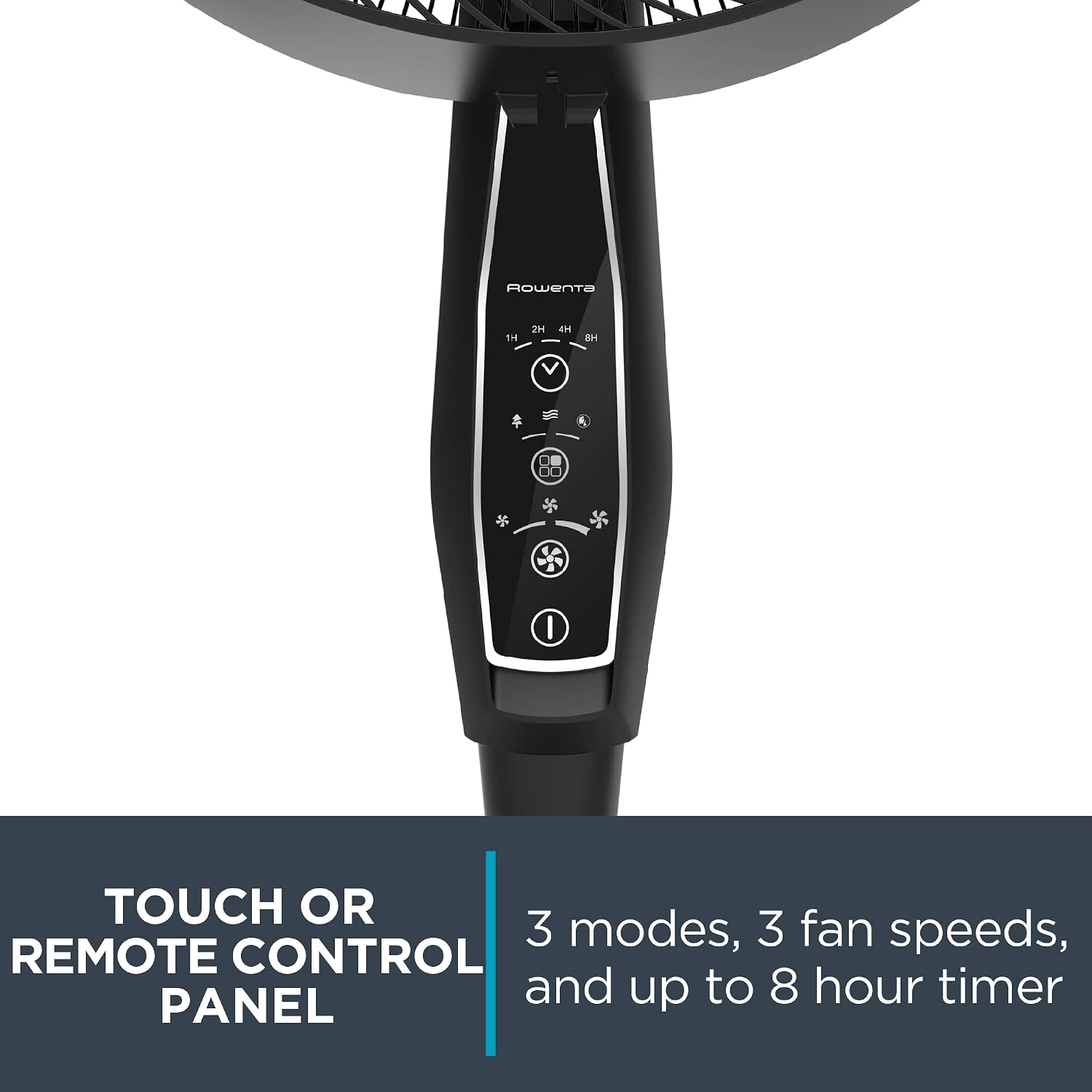Rowenta, Desk Fan, Turbo Silence Table Fan with Remote, 18 Inches, Ultra Quiet Fan for Bedroom, Oscillating, Portable, 5 Speeds, Black, Indoor, VU2660