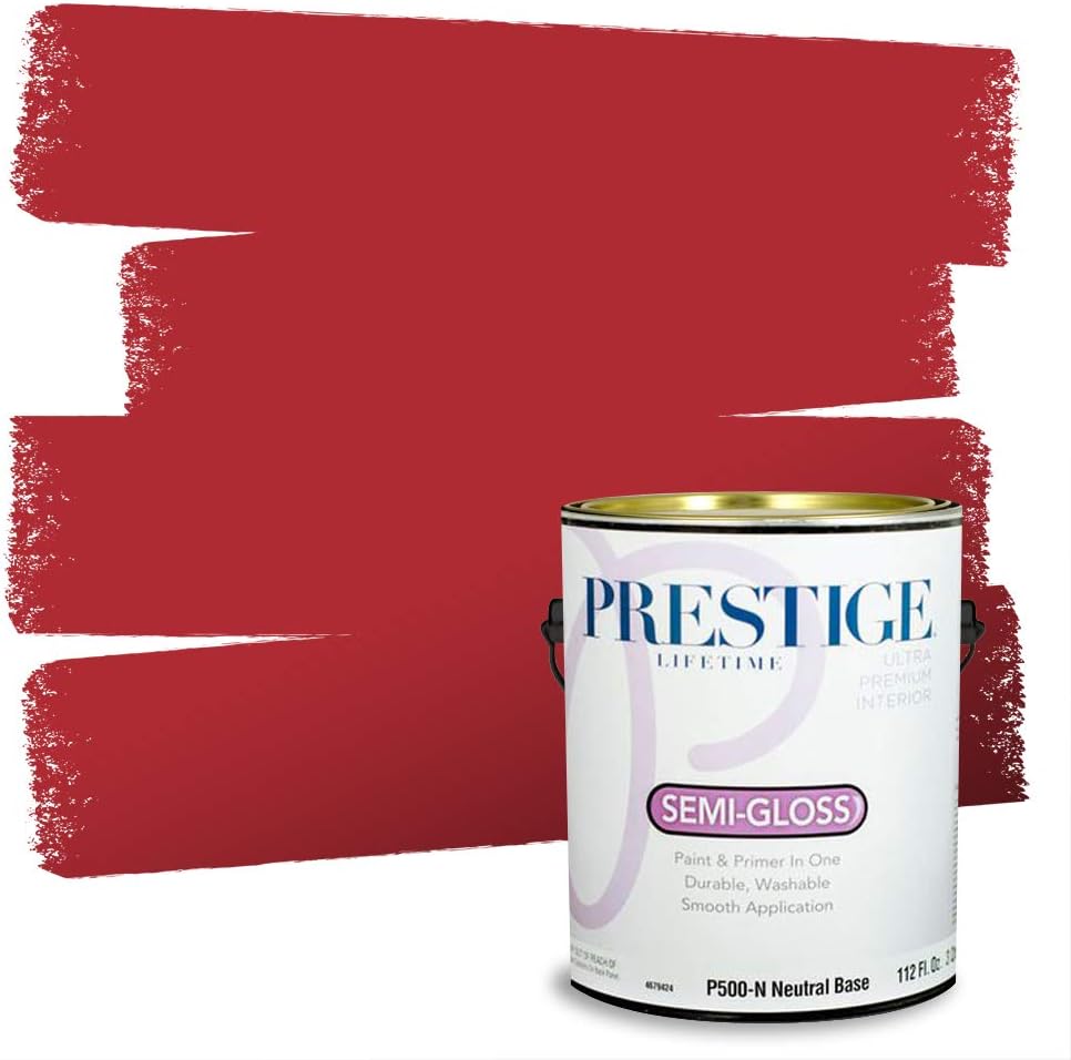 PRESTIGE Paints Exterior Paint and Primer In One, 1-Gallon, Satin, Comparable Match of Sherwin Williams* Real Red*