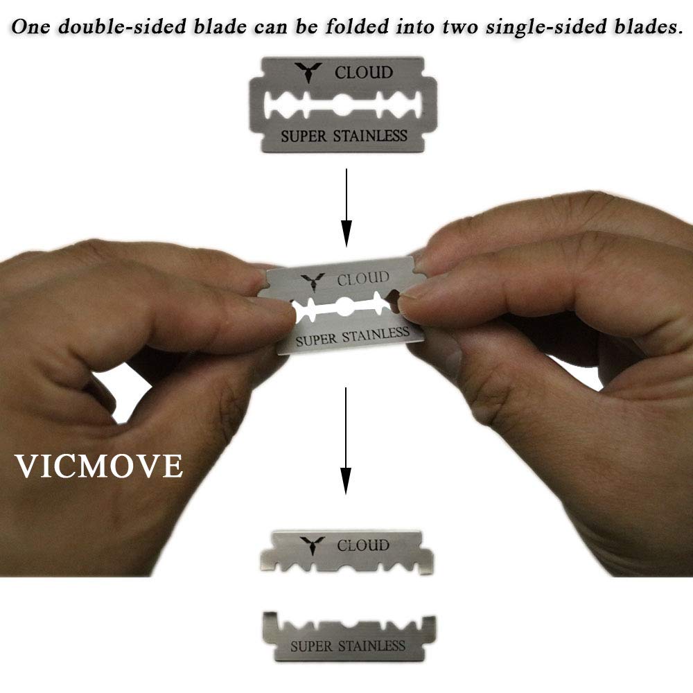 Professional Barber Straight Edge Razor Safety with 20-Pack Derby Blades - 100 Percent Stainless Steel - by VICMOVE (1 razor + 20 blades)