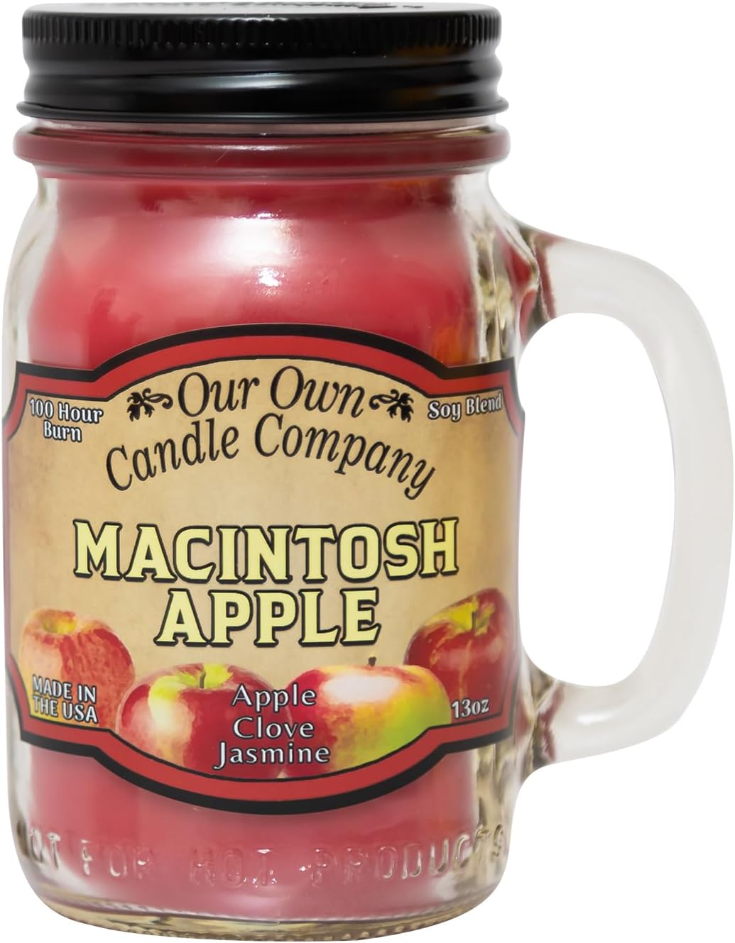 Balsam Pine Scented Mason Jar Candle, Our Own Candle Company, 13 oz | Clean, fresh Balsam-pine-tree scent; soy blend wax; lead-free wick with patented straightener; long lasting
