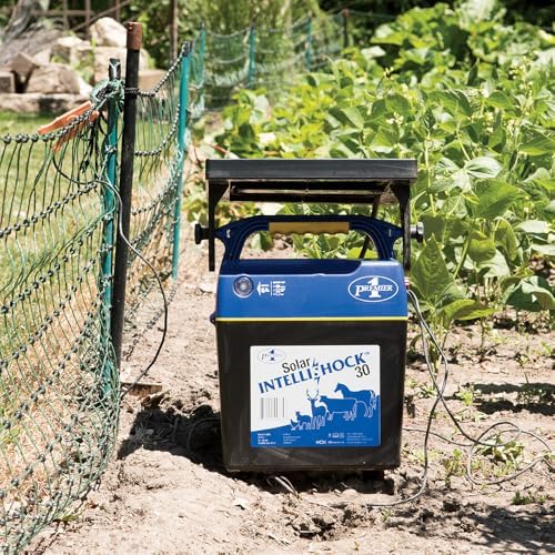 Premier 1 Solar IntelliShock® 30 Fence Energizer | 0.3J. Reduces demand when voltage is high. Includes 12V/15AH battery