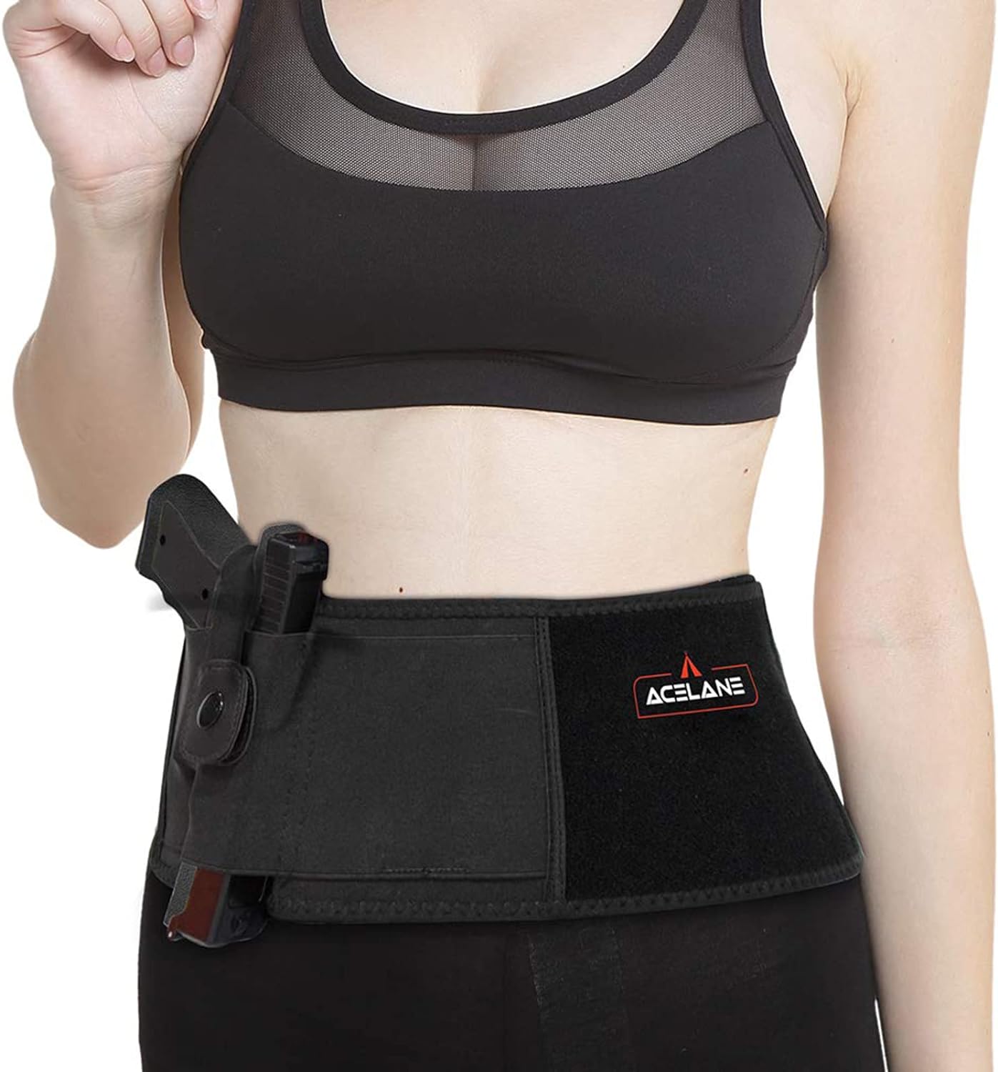 Acelane Belly Band Holster for Concealed Carry Gun Holster Tactical Elastic Waist Pistols Adjustable Belly Wrap Mag Pouch Fits Firearm Handgun Revolvers for Men & Women