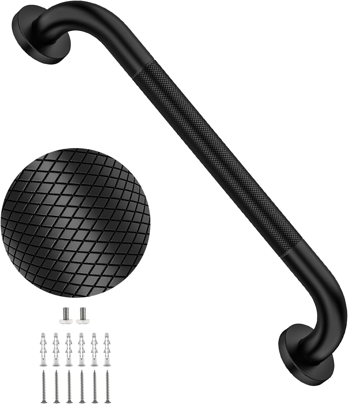 40 Inch Brushed Nickel Shower Grab Bar Anti-Slip Knurled Grip,Safety Handle | YuanDe 1.25" Diameter Stainless Steel Bathroom Grab Bars, Handicap Injury Elderly Senior Assist Support Shower Handle-2Packs