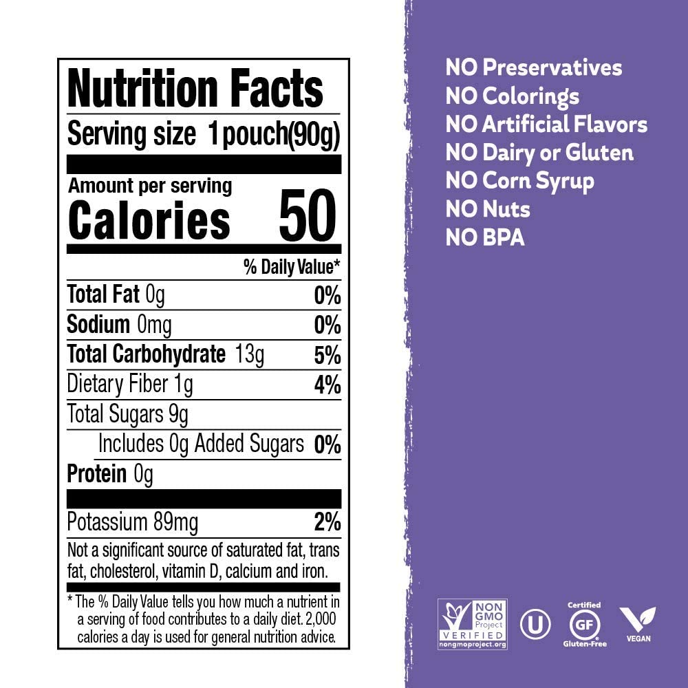 Buddy Fruits Snacks To Go Multifruit Unsweetened Applesauce 3.2oz Pouch (18pk) Gluten-Nut-Dairy-Preservatives-BPA Free, Non GMO, Kosher