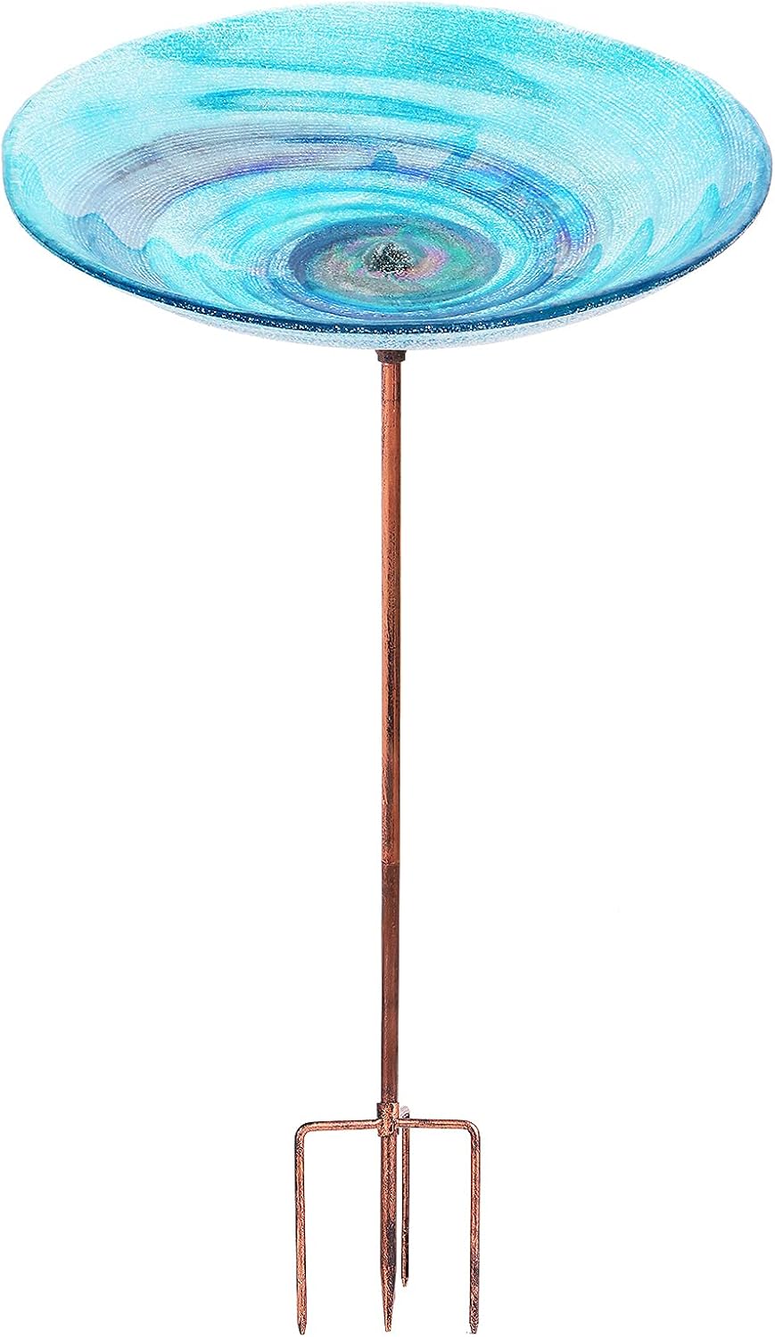 VCUTEKA Glass Bird Bath Outdoor BirdBath Garden Birdfeeder with Metal Stake